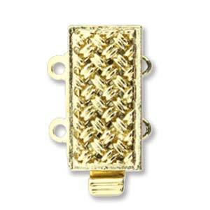 Gold Plated Elegant Elements Clasp Crosshatch Rectangle 2 Strand 10x16mm Qty:1