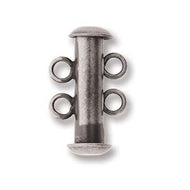 Antique Silver Plated Multi Strand Slide Clasp Magnetic 16mm 2 Strand Qty:3