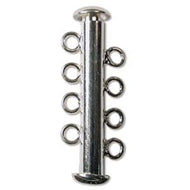 Silver Plated Multi Strand Slide Clasp Magnetic 26mm 4 Strand Qty:3