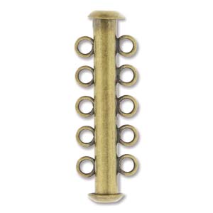 Antique Brass Plated Multi Strand Slide Clasp 31mm 5 Strand Qty:3