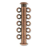 Antique Copper Plated Multi Strand Slide Clasp 31mm 5 Strand Qty:3