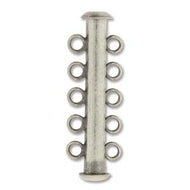 Antique Silver Plated Multi Strand Slide Clasp 31mm 5 Strand Qty:3