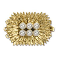 Gold Plated Elegant Elements Clasp Nest 3 Strand w. Swarovski Pearls 21x30mm Qty:1