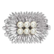Silver Plated Elegant Elements Clasp Nest 3 Strand w. Swarovski Pearls 21x30mm Qty:1