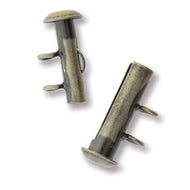 Antique Silver Slide Clasp Vertical Multistrand 2 Loops 17mm Qty:2