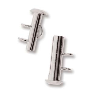 Silver Plated Slide Clasp Vertical Multistrand 2 Loops 17mm Qty:2
