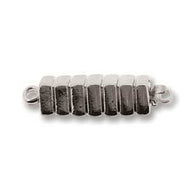Rhodium Plated Clasp Push Pull Rectangle 5x17mm Qty:1