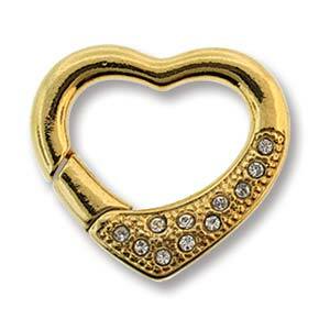 Gold Plated Clasp Lobster Crystal Heart 22mm Qty:1