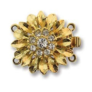 Gold Plated Push Pull Clasp 2 Strand Elegant Flower 17mm Qty:1