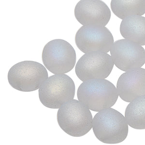 Czech Candy Beads Oval 10x12mm Crystal Matte AB Qty:15 Beads