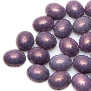 Czech Candy Beads Oval 10x12mm Purple Vega Qty:15 Beads