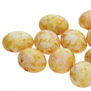 Czech Candy Beads Oval 10x12mm White Travertine Qty:15 Beads
