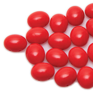 Czech Candy Beads Oval 10x12mm Red Opaque Qty:15 Beads