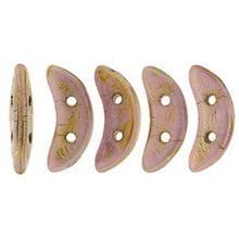 Load image into Gallery viewer, Czech Crescents 3x10mm Opaque Rose Gold Topaz Luster Qty:10 grams
