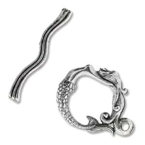 Antique Silver Plated Toggle Enchanted Mermaid 17mm Qty: 1 Set