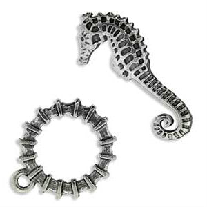 Antique Silver Plated Toggle Sassy Seahorse Toggle 17mm Qty: 1 Set