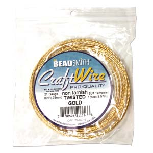 Craft Wire Twisted Gold 21 Gauge Qty:15ft