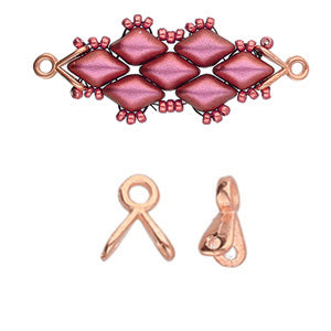 GemDuo Bead Ending 'Triades' Rose Gold Plated Qty: 1