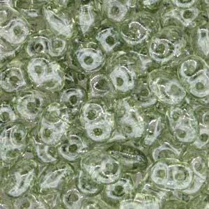 Czech Superduo Beads 2.5x5mm Crystal Green Luster Qty: 25g