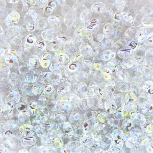Czech Superduo Beads 2.5x5mm Crystal AB Qty: 10g