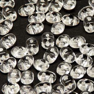 Czech Superduo Beads 2.5x5mm Crystal White Lined Qty: 10g