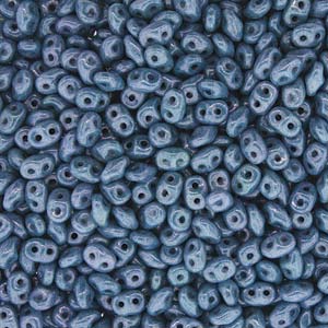 Czech Miniduo Beads 2x4mm Chalk Blue Luster Qty:10 grams