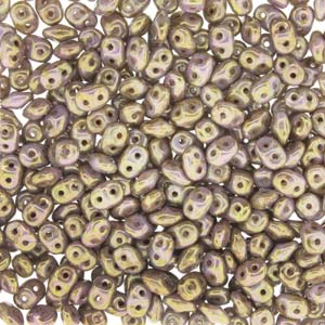 Czech Miniduo Beads 2x4mm Chalk Senegal Brown Purple Qty:10 grams