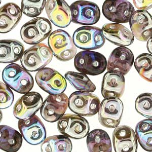Czech Superduo Beads 2.5x5mm Amethyst Graphite Rainbow Qty: 10g