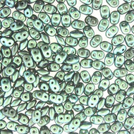 Czech Superduo Beads 2.5x5mm Polychrome Viridian Qty:10g