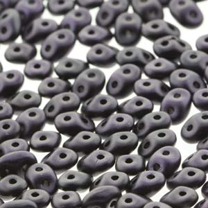 Czech Superduo Beads 2.5x5mm Jet Metallic Suede Dark Purple Qty:10g