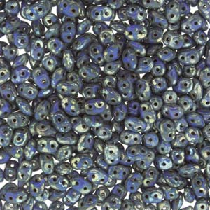 Czech Superduo Beads 2.5x5mm Blue Picasso Qty: 10g
