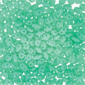 Czech Superduo Beads 2.5x5mm Turquoise Green Qty: 10g