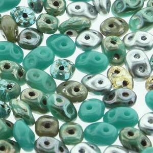 Czech Superduo Mix 2.5x5mm African Turquoise Qty: 10g
