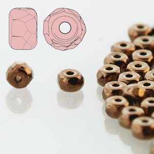 Czech Faceted Micro Spacers 2x3mm Dark Bronze Qty: 50