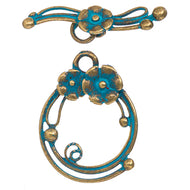 Patina Brass Finish Toggle Deco Petunia 25x26mm Qty:2