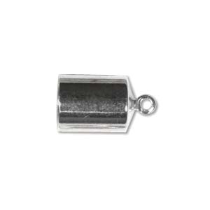 Silver Plated Barrel End Cap 6mm Inside Diameter Qty:12