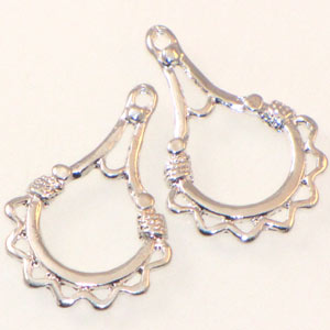 Silver Color Earring Chandeliers Ethnic Drop 28x19mm Qty:2