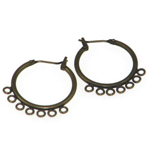 Antique Gold Color Earring Hoops 7 Ring Qty:2