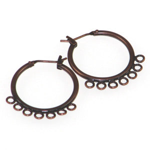 Antique Copper Color Earring Hoops 7 Ring Qty:2