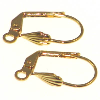 Gold Color Leverback Earring Hook w. Shell 17x9mm Qty:10