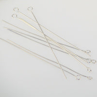 Silver Plated Eyepins 2.48in 024 Gauge *D* Qty:100