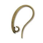 Antique Brass Earwire Elegant 19x11mm with 2mm Open Ring Qty:6