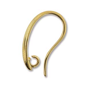 Gold Plated Earwire Elegant 19x11mm with 2mm Open Ring Qty:6