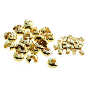 Gold Plated Crimps 2mm & Crimp Covers 4mm Qty:24 each