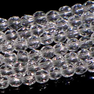 Czech Faceted Fire Polished Rounds 4mm Crystal Qty:38 strung