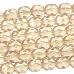 Czech Faceted Fire Polished Rounds 6mm Crystal Champagne *D* Qty:25 strung