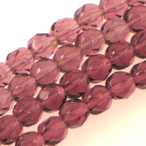 Czech Faceted Fire Polished Rounds 6mm Dark Amethyst Qty:25 strung