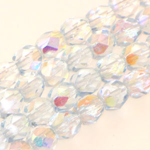 Czech Faceted Fire Polished Rounds 6mm Ice Blue Qty:25