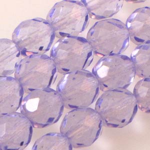 Czech Faceted Fire Polished Rounds 8mm Dark Tanzanite Qty:19 strung