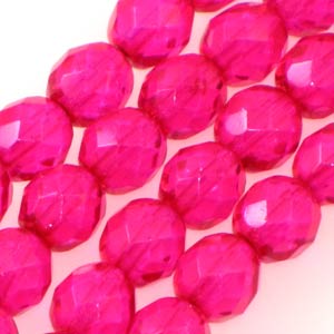 Czech Faceted Fire Polished Rounds 8mm Fuchsia Qty:25